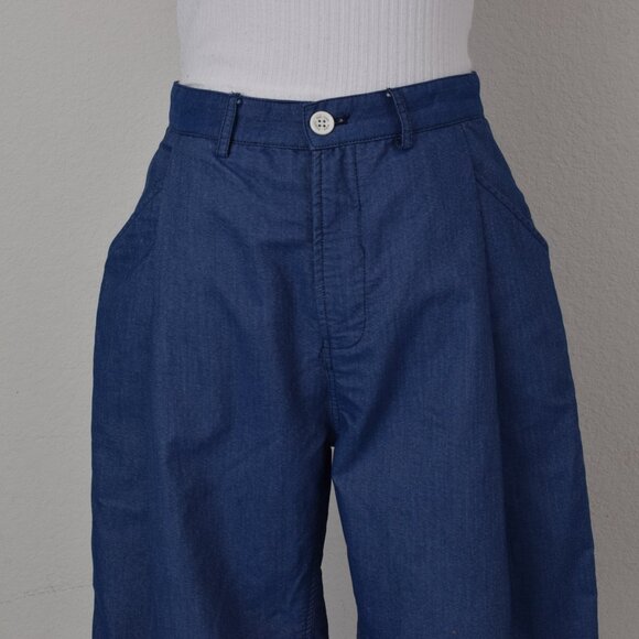 Lightweight Pleated Straight Leg Blue Pants by Plain-Me - Picture 4 of 10
